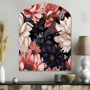 Light Pink And Pink Flowers  Pattern - Asymmetric Metal Wall Clock